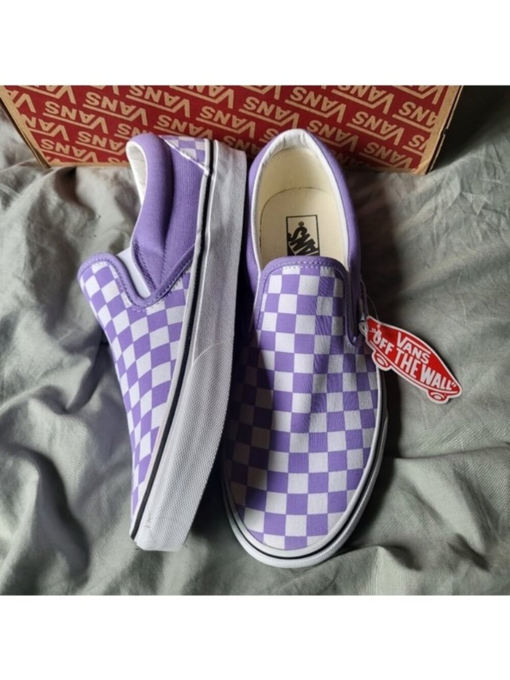 Vans Canvas Slip On Men 12 Checkerboard Violet Tulip Classic 062026 - Picture 1 of 7